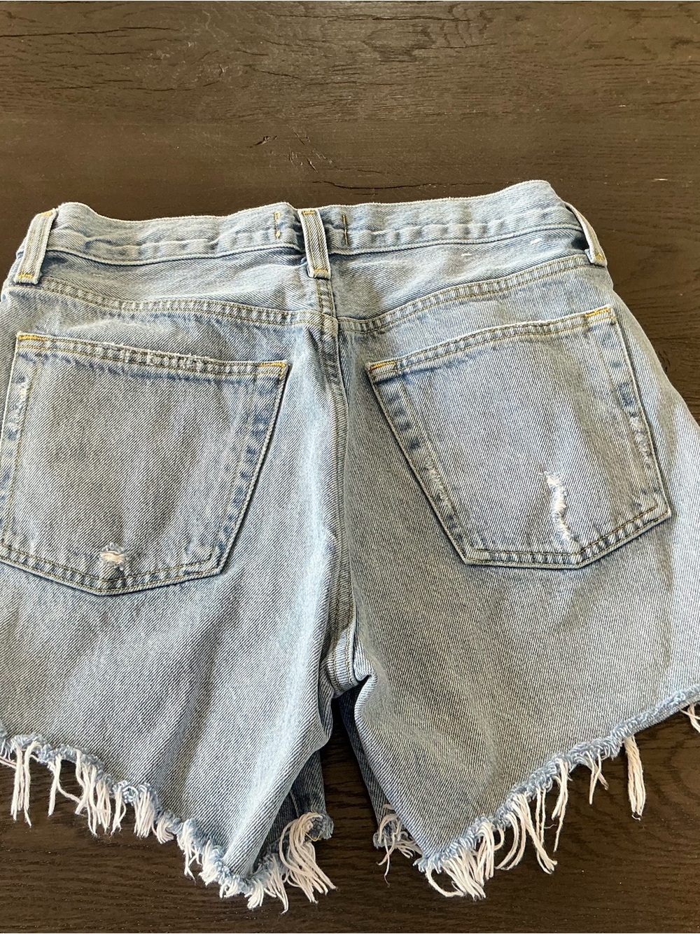 AGOLDE Parker Long Short Light Wash Distressed Denim Cutoff Shorts - size 26 - Picture 2 of 3